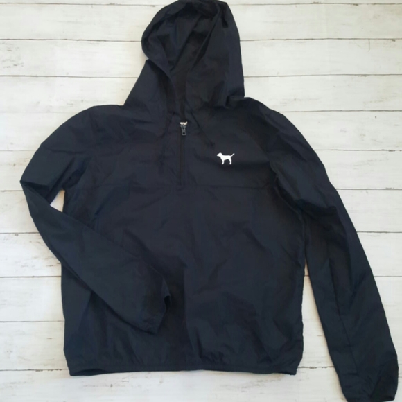 PINK Victoria's Secret Jackets & Blazers - PINK victoria's secret windbreaker pullover black lightweight quarter zip‎ XS